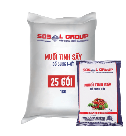 Muối Tinh Sấy Bổ Sung I Ốt Sosal Group 1kg x 25 Gói